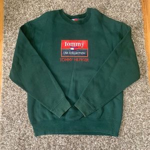 Tommy Hilfiger Sweatshirt, Vintage Rare Leather Patch Style!! SZ XL